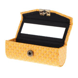 Maxbell PU Leather Single Lipstick Case Holder Storage Box w/Mirror for Purse Yellow