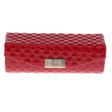 PU Leather Single Lipstick Case Holder Storage Box w/Mirror for Purse Red