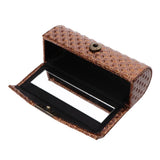 Maxbell PU Leather Single Lipstick Case Holder Storage Box w/Mirror for Purse Brown
