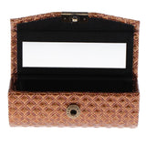 Maxbell PU Leather Single Lipstick Case Holder Storage Box w/Mirror for Purse Brown