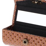 Maxbell PU Leather Single Lipstick Case Holder Storage Box w/Mirror for Purse Brown