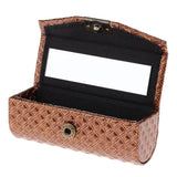 Maxbell PU Leather Single Lipstick Case Holder Storage Box w/Mirror for Purse Brown
