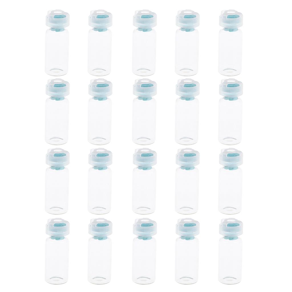 20Pcs Empty Sterile Glass Sealed Serum Vials Bottles Powder Containers 10ml Light Blue