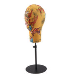 Maxbell Cork Block Mannequin Model Head Wigs Making Display w/ Adjustable Stand Yellow