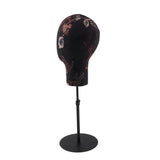 Maxbell Cork Block Mannequin Model Head Wigs Making Display w/ Adjustable Stand Black