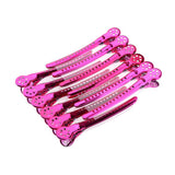 Maxbell 12Pcs Stainless Duck Sectioning Clips Barber Haircut Styling Clamps Rose Red