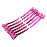 Maxbell 12Pcs Stainless Duck Sectioning Clips Barber Haircut Styling Clamps Rose Red