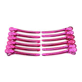 Maxbell 12Pcs Stainless Duck Sectioning Clips Barber Haircut Styling Clamps Rose Red