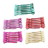 Maxbell 12Pcs Stainless Duck Sectioning Clips Barber Haircut Styling Clamps Rose Red