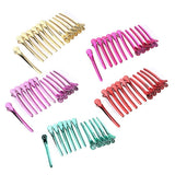Maxbell 12Pcs Stainless Duck Sectioning Clips Barber Haircut Styling Clamps Rose Red
