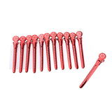 Maxbell 12Pcs Stainless Duck Sectioning Clips Barber Haircut Styling Clamps Red