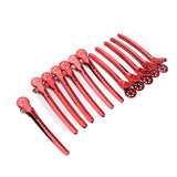 Maxbell 12Pcs Stainless Duck Sectioning Clips Barber Haircut Styling Clamps Red