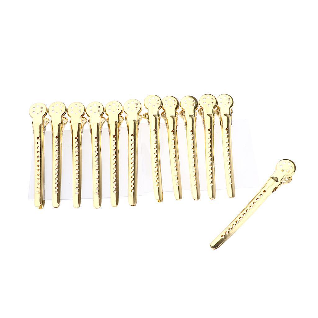 Maxbell 12Pcs Stainless Duck Sectioning Clips Barber Haircut Styling Clamps Gold - Aladdin Shoppers