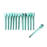 Maxbell 12Pcs Stainless Duck Sectioning Clips Barber Haircut Styling Clamps Green