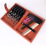 Maxbell Leather 5 Scissors Holder Bag Haircut Tools Holster Pouch Shears Case Brown