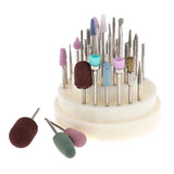 Maxbell Professional Nail Tips Grinding Heads Tungsten Nail Drill Bits Set White