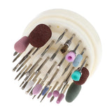 Maxbell Professional Nail Tips Grinding Heads Tungsten Nail Drill Bits Set White
