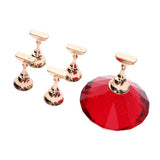 Maxbell 5pcs Magnet Nail Art Tips Stand Practice Display DIY Holder with Base Red