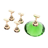 Maxbell 5pcs Magnet Nail Art Tips Stand Practice Display DIY Holder with Base Green