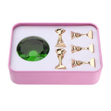 Maxbell 5pcs Magnet Nail Art Tips Stand Practice Display DIY Holder with Base Green