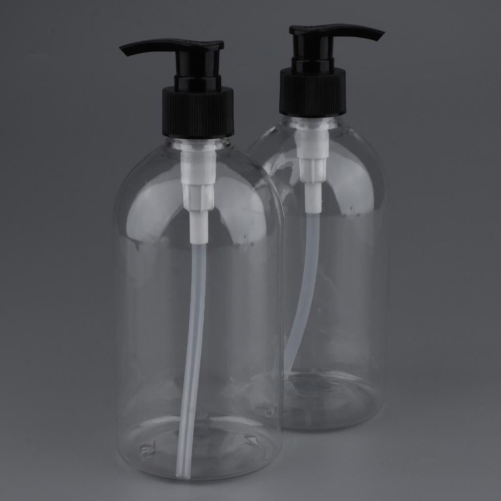2Pcs 500mL Empty Lotion Bottle Shampoo Dispenser Refillable Black Pump