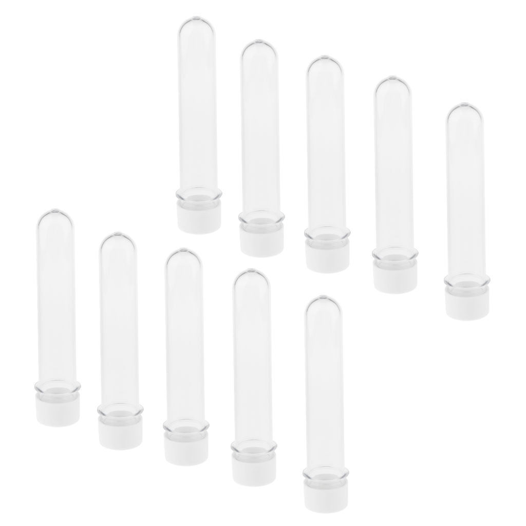 Maxbell 10pcs 40ml Clear PET Plastic Test Tubes with Screw Caps (25x140mm) White