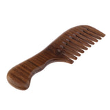Maxbell Handmade No Static Natural Green Sandalwood Massage Comb Hair Detangler Wide Teeth