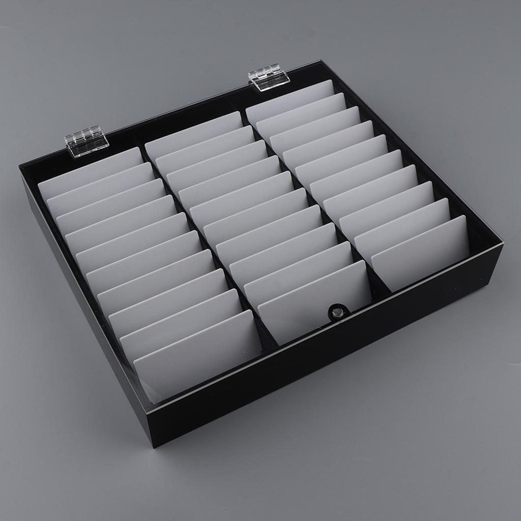 30Grids Acrylic Nail Tips Display Removable False Nail Art Storage Box Black