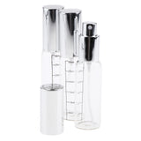 Maxbell 3Pcs Transparent Empty Glass Spray Bottle with Scale for Perfume Silver