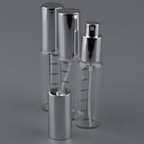 Maxbell 3Pcs Transparent Empty Glass Spray Bottle with Scale for Perfume Silver