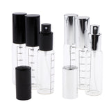 Maxbell 3Pcs Transparent Empty Glass Spray Bottle with Scale for Perfume Silver
