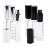 Maxbell 3Pcs Transparent Empty Glass Spray Bottle with Scale for Perfume Silver