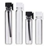 Maxbell 104pcs 1ml Glass Perfume Vials Empty Essential Oils Fragrance Bottles Clear Body Black Cap