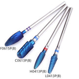Maxbell Nail Art Drill Bits Acrylic Gels Removal Electric Manicure Barrel Head Set 4 Blue Bits