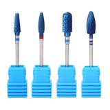 Maxbell Nail Art Drill Bits Acrylic Gels Removal Electric Manicure Barrel Head Set 4 Blue Bits