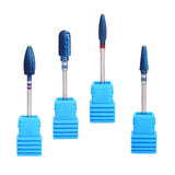Maxbell Nail Art Drill Bits Acrylic Gels Removal Electric Manicure Barrel Head Set 4 Blue Bits