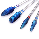 Maxbell Nail Art Drill Bits Acrylic Gels Removal Electric Manicure Barrel Head Set 4 Blue Bits