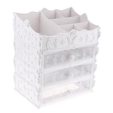 Maxbell Plastic Cosmetic Makeup Jewelry Desktop Organizer with Storage Drawer 3-tier