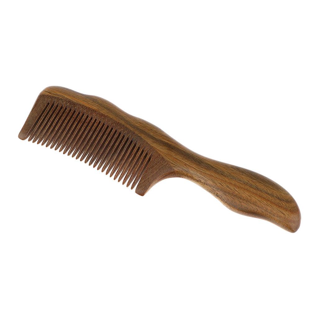 Maxbell Handmade Anti-Static Natural Green Sandalwood Comb Fine Tooth with Handle - Aladdin Shoppers
