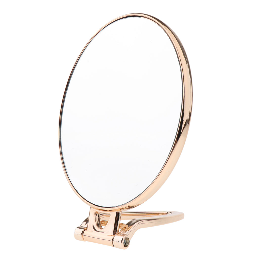 Folding Handheld Double Sided Mirror Table Makeup Mirror for Travel Golden