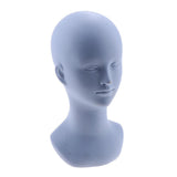 Maxbell PVC Wig Display Mannequin Head Makeup Manikin Head Model for Hat Cap Glass Light Blue