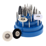 Maxbell 31x Nail Art Drill Bits Set Manicure Rotary Burrs with Storage Case Blue