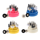 Maxbell 31x Nail Art Drill Bits Set Manicure Rotary Burrs with Storage Case Blue