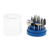Maxbell 31x Nail Art Drill Bits Set Manicure Rotary Burrs with Storage Case Blue
