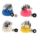 Maxbell 31x Nail Art Drill Bits Set Manicure Rotary Burrs with Storage Case Blue