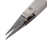 Maxbell Heat-resistant Ceramic Tweezers w/ Pointed Tips Black Tips+Frosted Handle