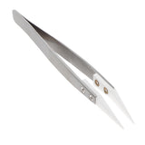 Maxbell Precision Ceramic Tweezers Application Tool Stainless Steel White Tip