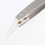 Maxbell Precision Ceramic Tweezers Application Tool Stainless Steel White Tip