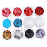 Maxbell 12Pcs Colorful Strips Nail Glitter Sequins Paillette Tips for Nail Hair Face