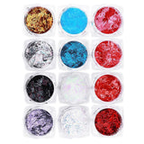 Maxbell 12Pcs Colorful Strips Nail Glitter Sequins Paillette Tips for Nail Hair Face